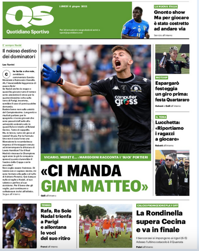 Quotidiani: la prima pagina di Qs, Stadio, Gazzetta, Corriere dello Sport, Tuttosport