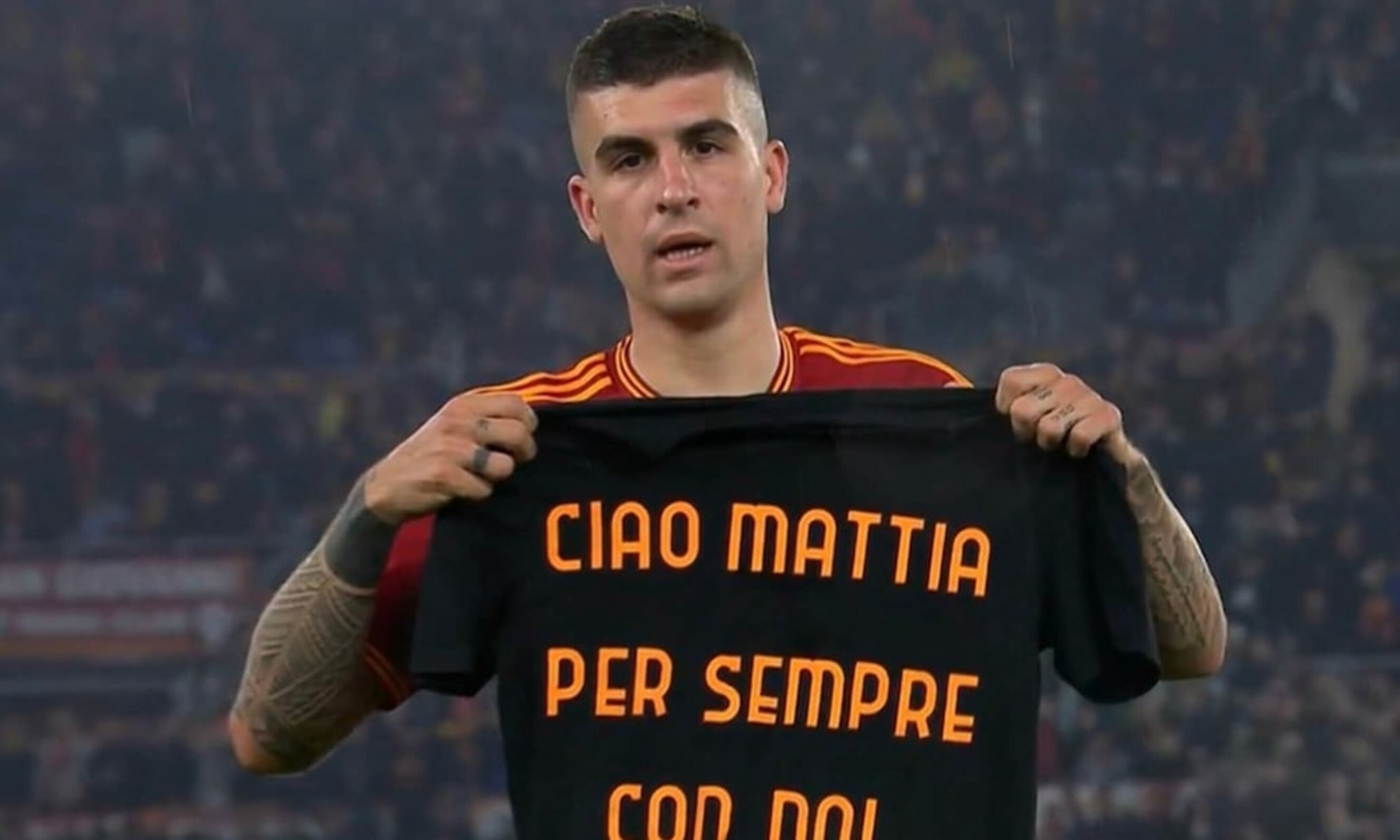 Roma, Gianluca Mancini segna e dedica il gol a Mattia Giani