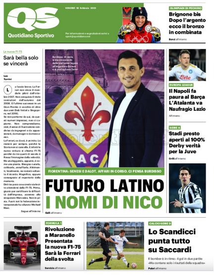 Quotidiani: la prima pagina di Qs, Stadio, Gazzetta, Corriere dello Sport, Tuttosport