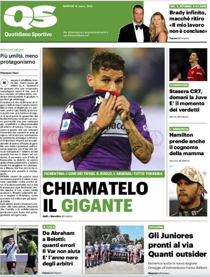 Quotidiani: la prima pagina di Qs, Stadio, Gazzetta, Corriere dello Sport, Tuttosport