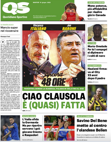 Quotidiani: la prima pagina di Qs, Stadio, Gazzetta, Corriere dello Sport, Tuttosport