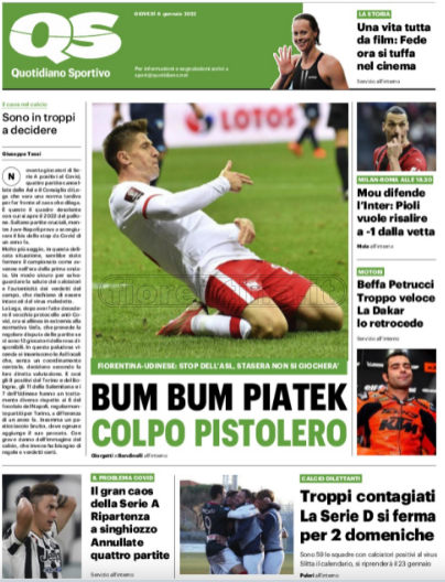 Quotidiani: la prima pagina di Qs, Stadio, Gazzetta, Corriere dello Sport, Tuttosport