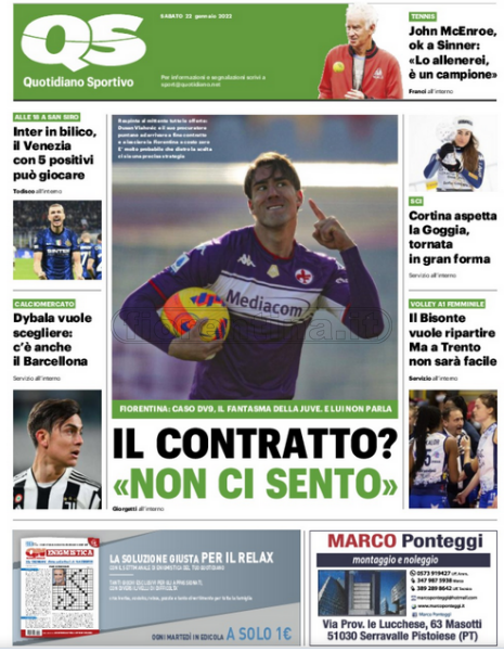 Quotidiani: la prima pagina di Qs, Stadio, Gazzetta, Corriere dello Sport, Tuttosport