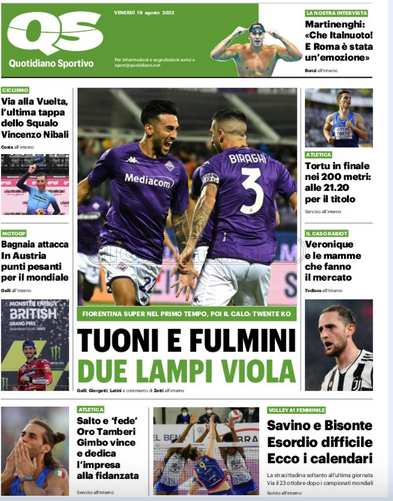 Quotidiani: la prima pagina di Qs, Stadio, Gazzetta, Corriere dello Sport, Tuttosport