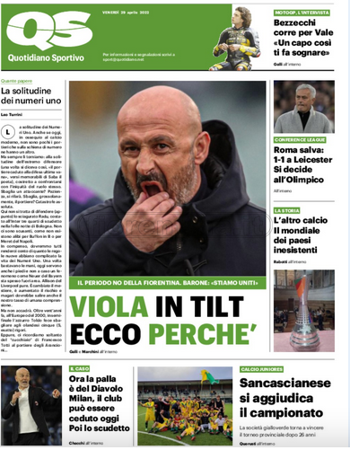Quotidiani: la prima pagina di Qs, Stadio, Gazzetta, Corriere dello Sport, Tuttosport