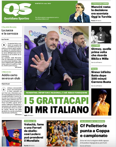 Quotidiani: la prima pagina di Qs, Stadio, Gazzetta, Corriere dello Sport, Tuttosport