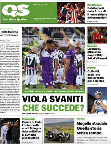 Quotidiani: la prima pagina di Qs, Stadio, Gazzetta, Corriere dello Sport, Tuttosport