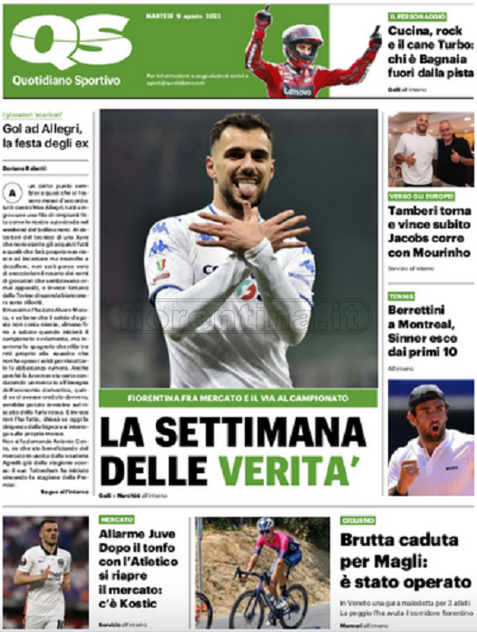 Quotidiani: la prima pagina di Qs, Stadio, Gazzetta, Corriere dello Sport, Tuttosport
