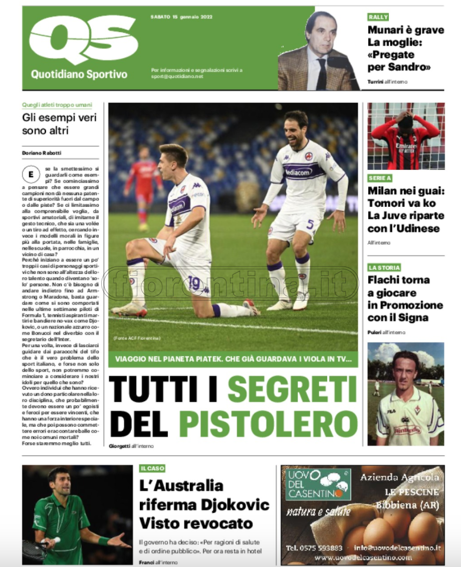 Quotidiani: la prima pagina di Qs, Stadio, Gazzetta, Corriere dello Sport, Tuttosport