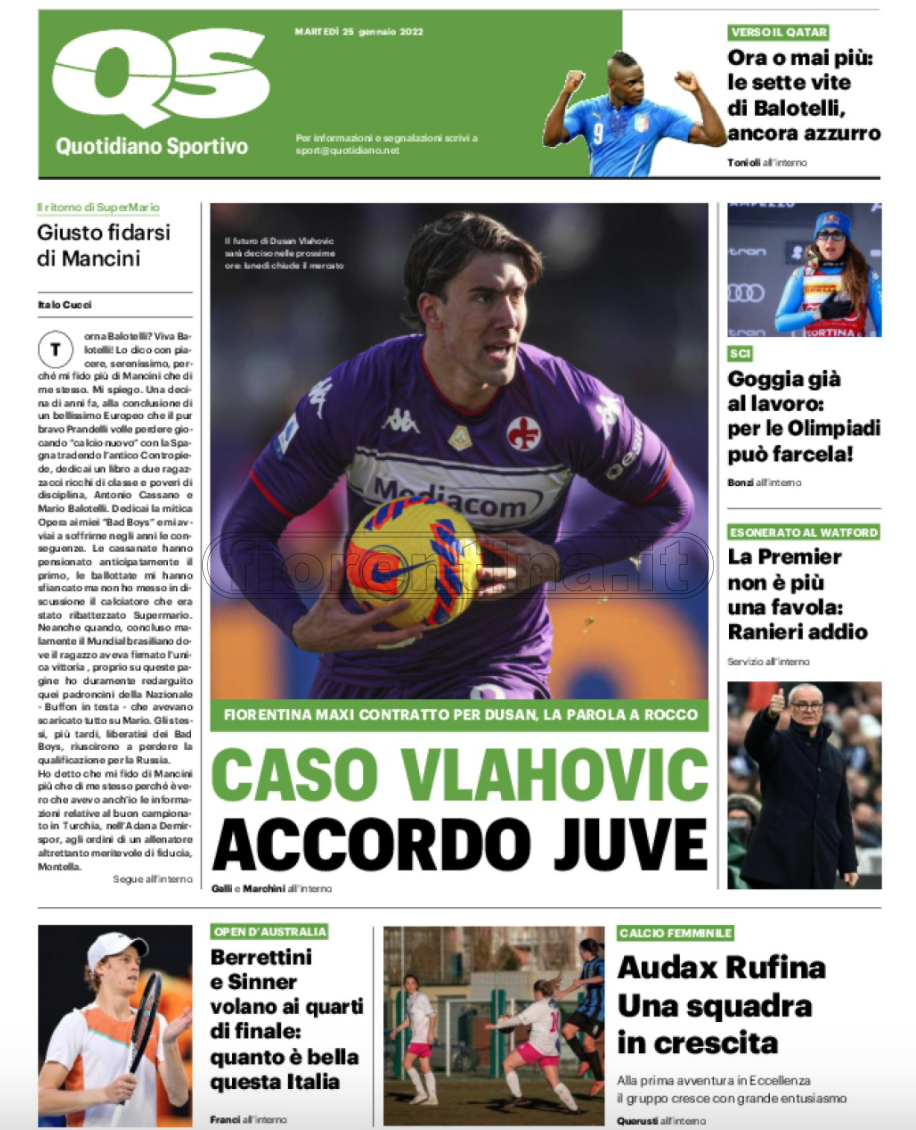 Quotidiani: la prima pagina di Qs, Stadio, Gazzetta, Corriere dello Sport, Tuttosport