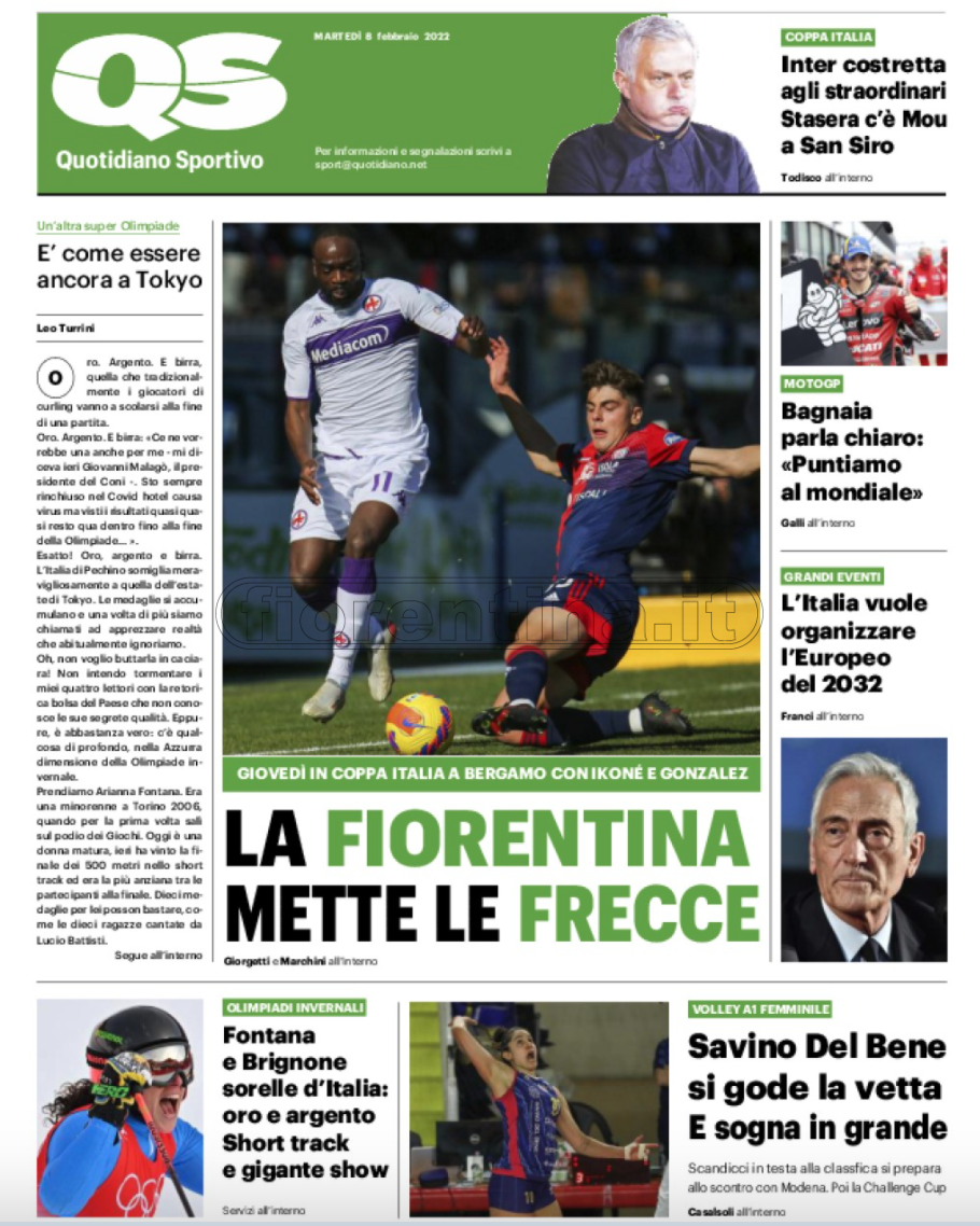Quotidiani: la prima pagina di Qs, Stadio, Gazzetta, Corriere dello Sport, Tuttosport