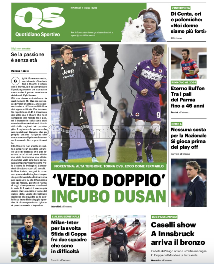Quotidiani: la prima pagina di Qs, Stadio, Gazzetta, Corriere dello Sport, Tuttosport