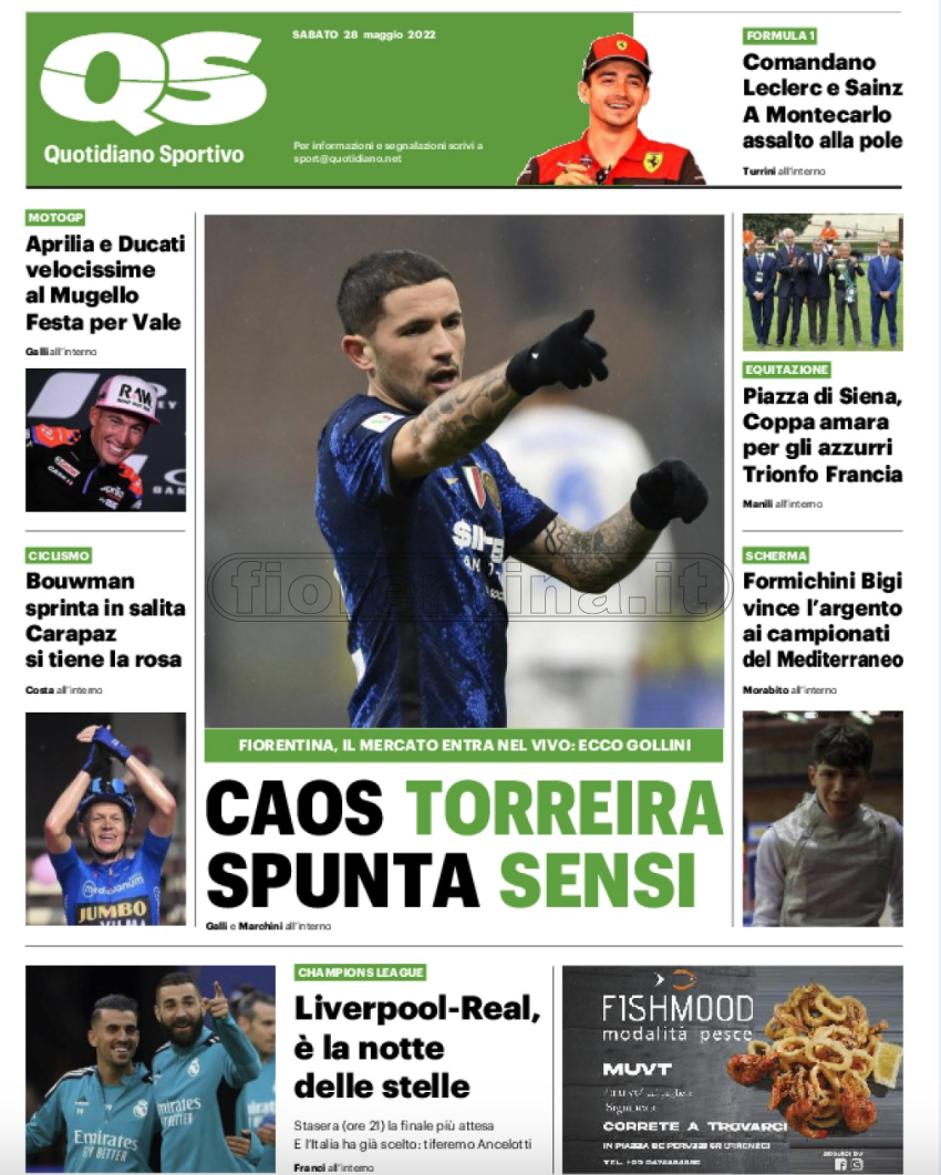 Quotidiani: la prima pagina di Qs, Stadio, Gazzetta, Corriere dello Sport, Tuttosport