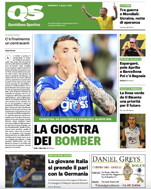 Quotidiani: la prima pagina di Qs, Stadio, Gazzetta, Corriere dello Sport, Tuttosport