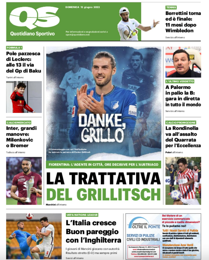 Quotidiani: la prima pagina di Qs, Stadio, Gazzetta, Corriere dello Sport, Tuttosport