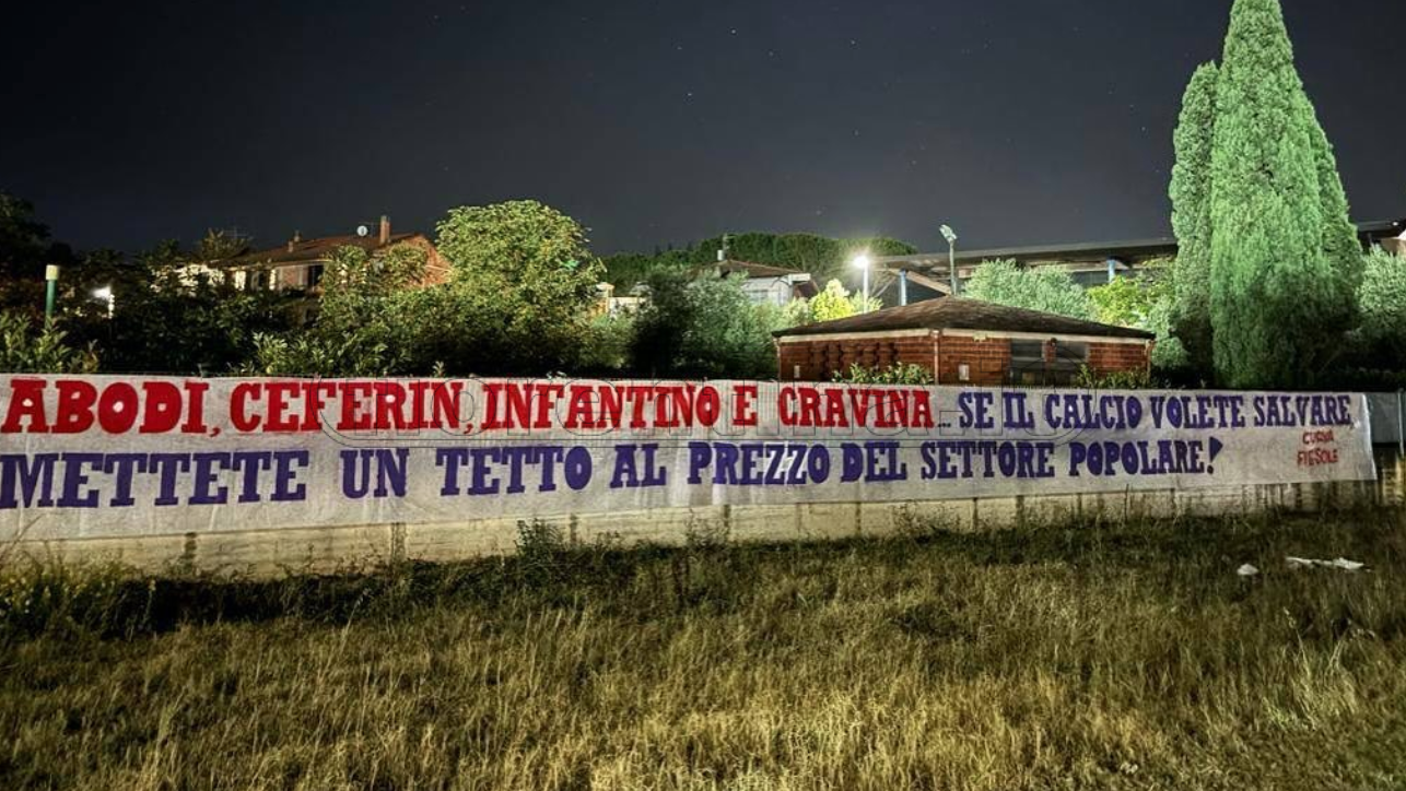 Curva Fiesole, striscione per le istituzioni: "Abodi, Ceferin, Infantino e Gravina. Se il calcio volete salvare..." (FOTO)