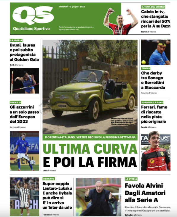 Quotidiani: la prima pagina di Qs, Stadio, Gazzetta, Corriere dello Sport, Tuttosport