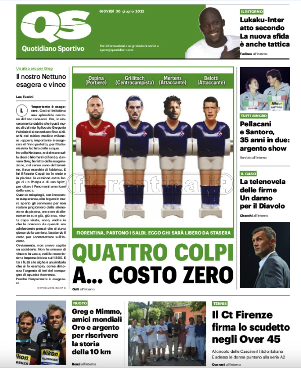 Quotidiani: la prima pagina di Qs, Stadio, Gazzetta, Corriere dello Sport, Tuttosport