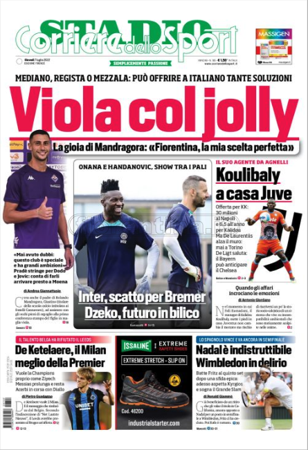 Quotidiani: la prima pagina di Qs, Stadio, Gazzetta, Corriere dello Sport, Tuttosport