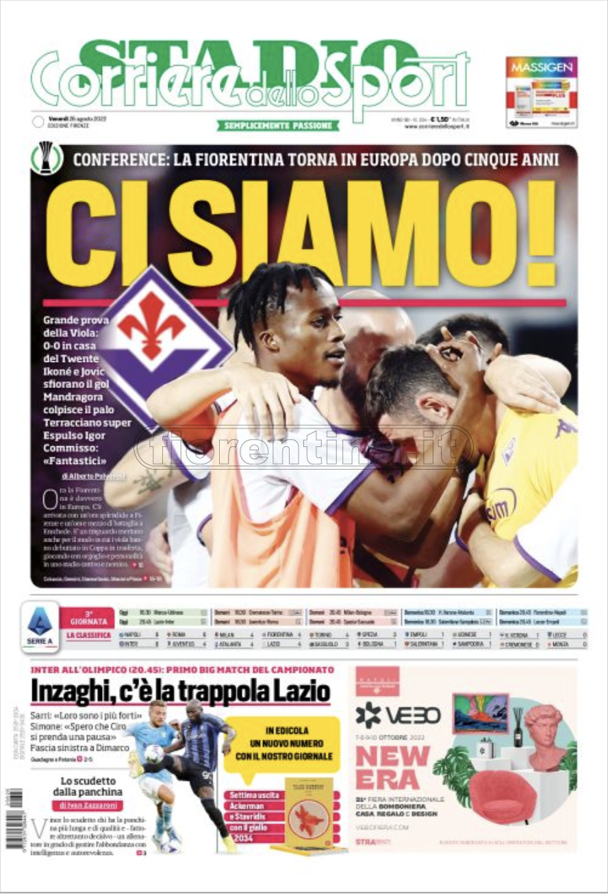 Quotidiani: le prime pagine di QS, Gazzetta, CorSport, Stadio e Tuttosport
