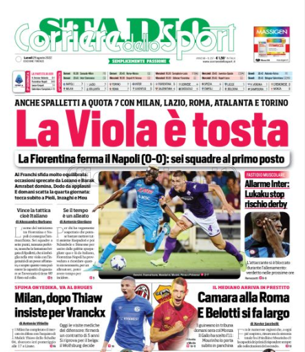 Quotidiani: le prime pagine di QS, Gazzetta, CorSport, Stadio e Tuttosport
